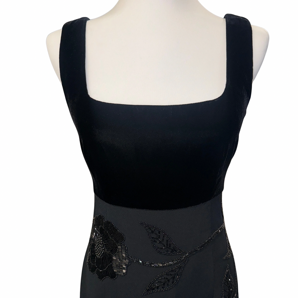Vintage Black Velvet & Sheer Dress