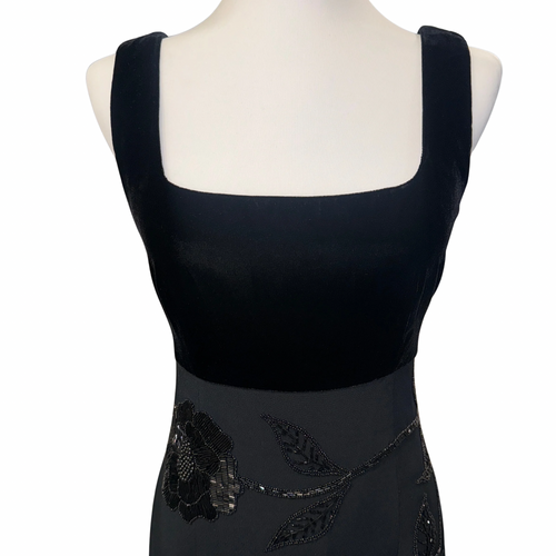 Vintage Black Velvet & Sheer Dress