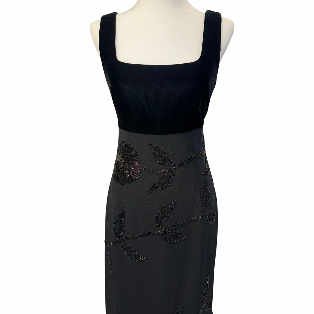 Vintage Black Velvet & Sheer Dress