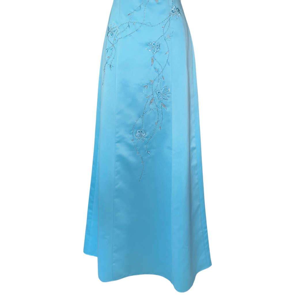 Vine Embroidered Blue Dress