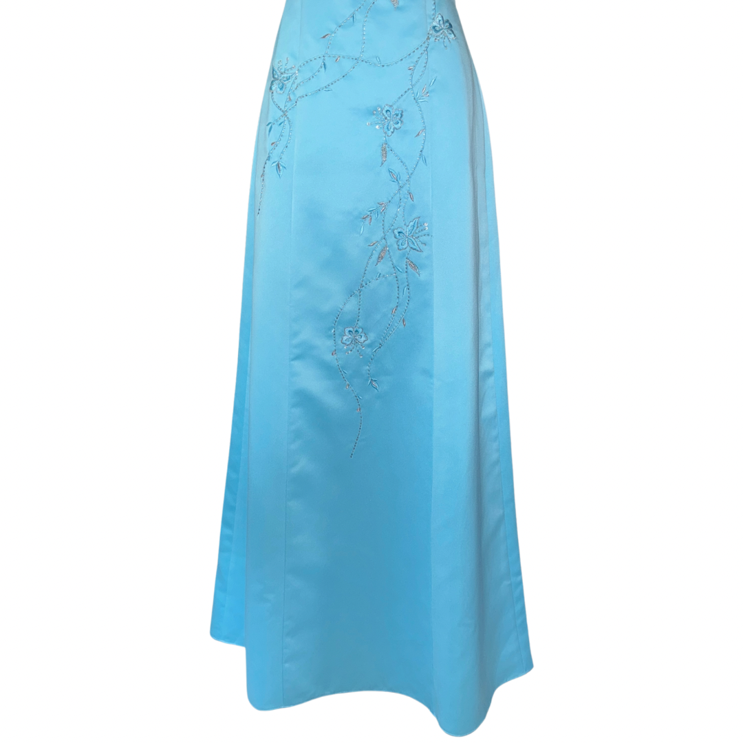 Vine Embroidered Blue Dress