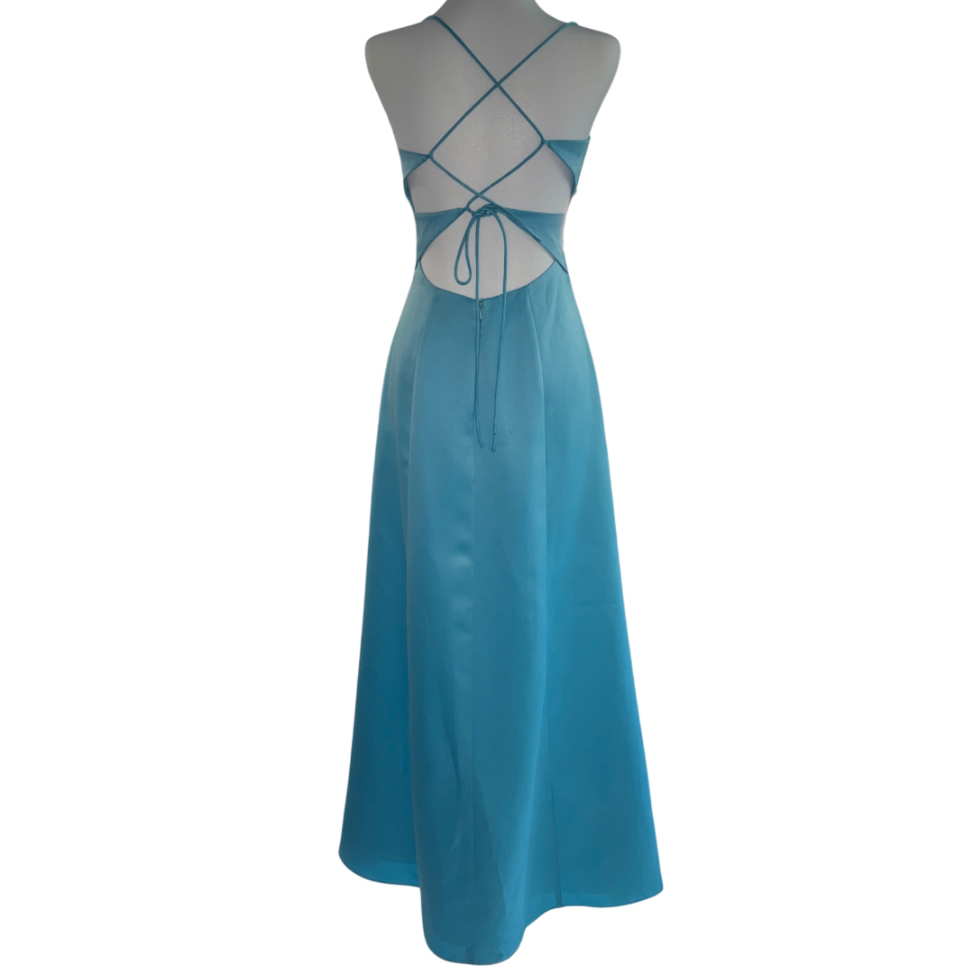 Vine Embroidered Blue Dress