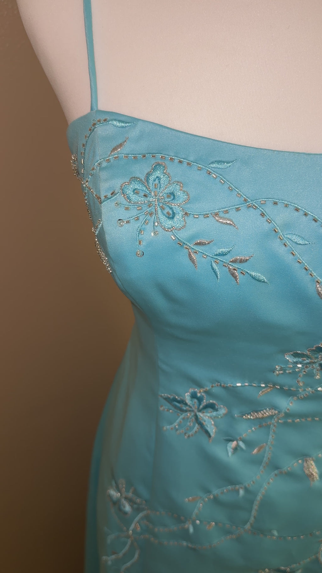 Vine Embroidered Blue Dress